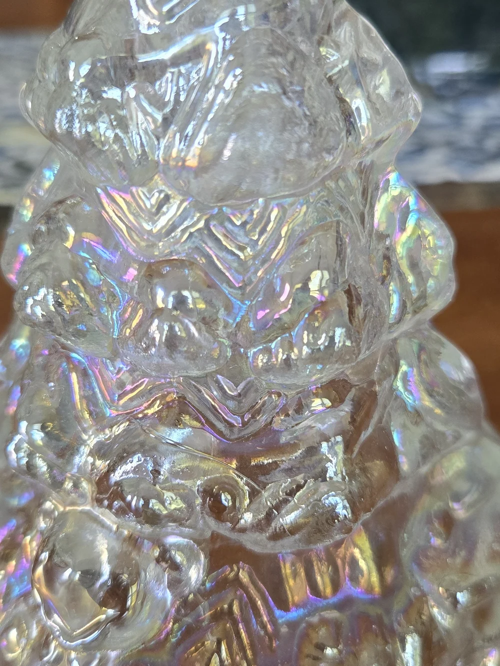 Vintage Iridescent Glass Light-Up Christmas Tree with Bear
